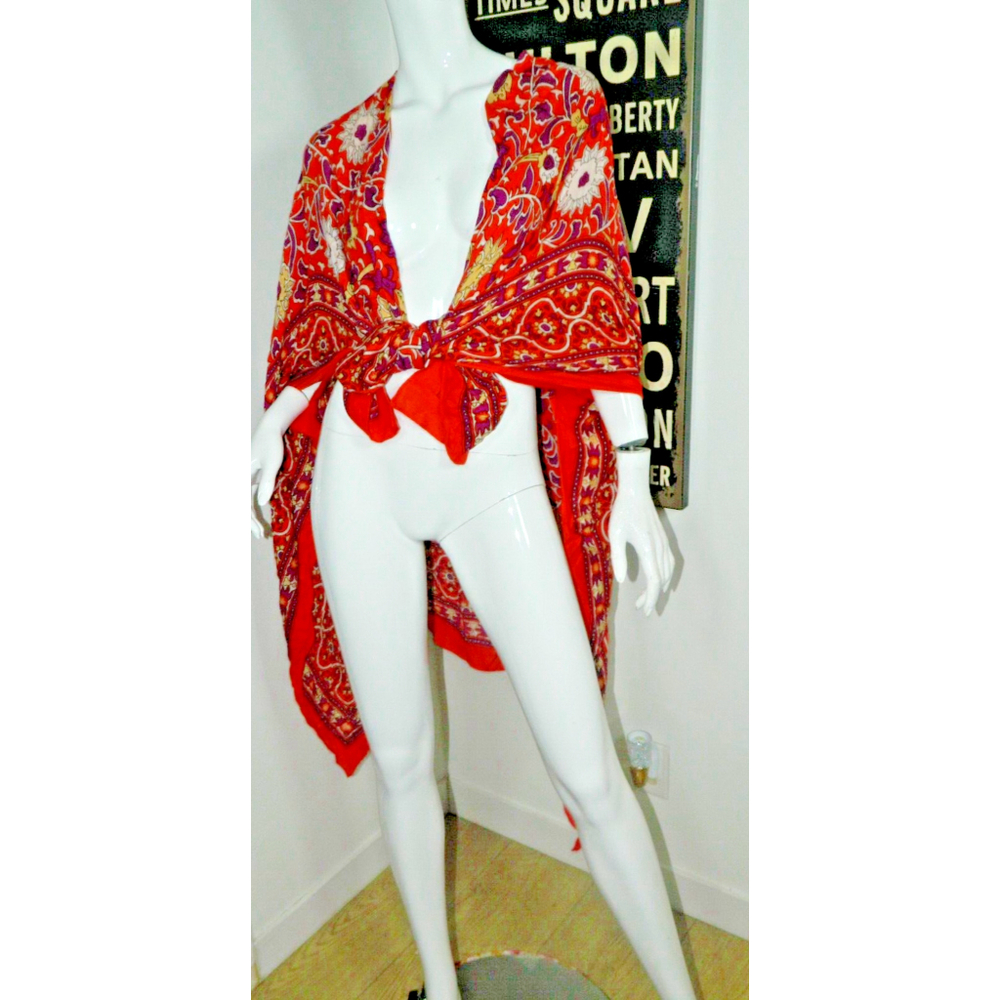 Free People Kimono Clay One Size‎ Orange Magic Dance Print - Picture 3 of 9